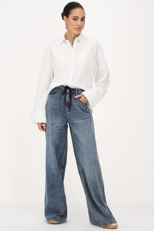 Oversized Bluse mit doppelter Manschette